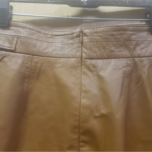 French Connection leather mini skirt carmel-colored Sz 8 III - Picture 4 of 5
